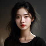 她唇之下女主角林夏肖像，温柔而坚韧的现代女性形象，眼神中带有情感的深度与故事